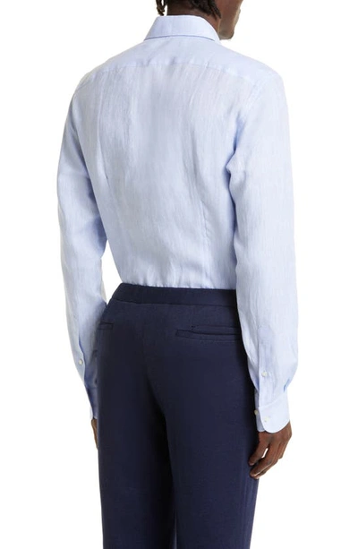 Shop Thom Sweeney Cutaway Collar Linen Button-up Shirt In Slate