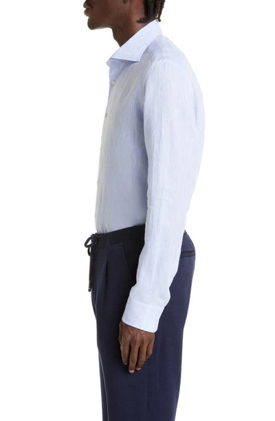 Shop Thom Sweeney Cutaway Collar Linen Button-up Shirt In Slate