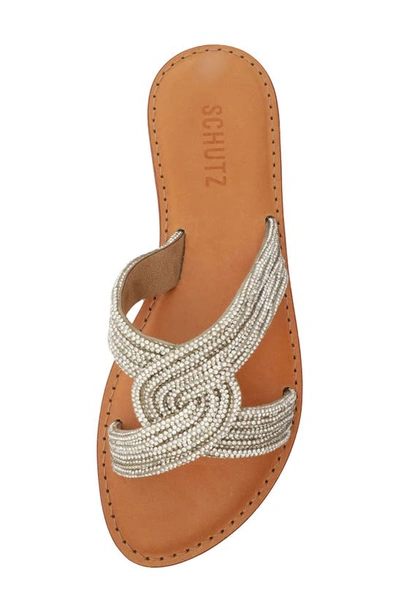 Shop Schutz Rita Glam Slide Sandal In Light Beige -cristal