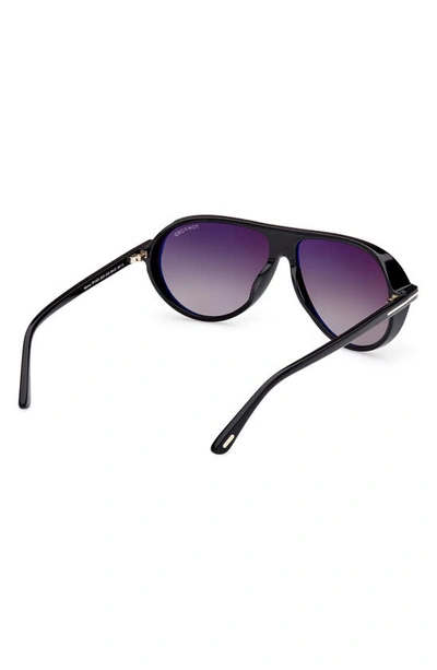 Shop Tom Ford Marcus 60mm Gradient Pilot Sunglasses In Shiny Black / Gradient Smoke