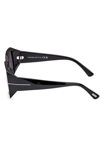 Shop Tom Ford Ryder 51mm Square Sunglasses In Shiny Black / Logo / Smoke