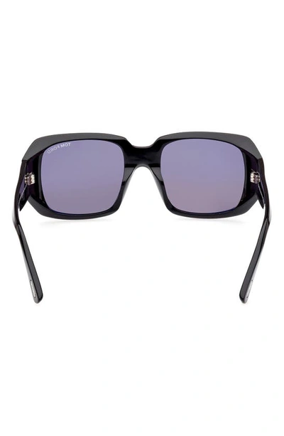 Shop Tom Ford Ryder 51mm Square Sunglasses In Shiny Black / Logo / Smoke
