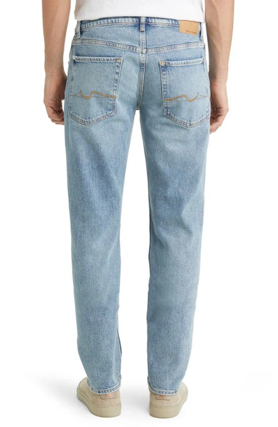 7 For All Mankind Austyn Squiggle Light Grey Clean Slim Leg Jean In Water Fall