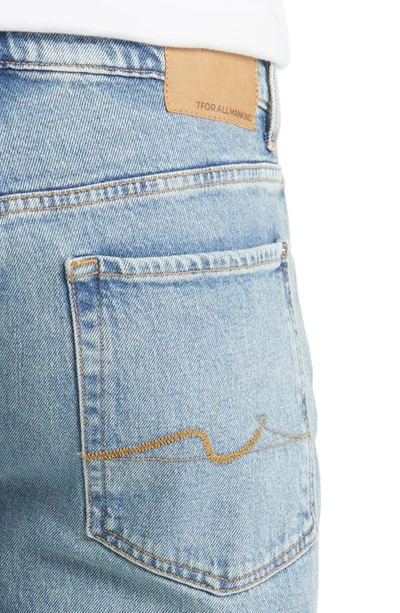 7 For All Mankind Austyn Squiggle Light Grey Clean Slim Leg Jean In Water Fall