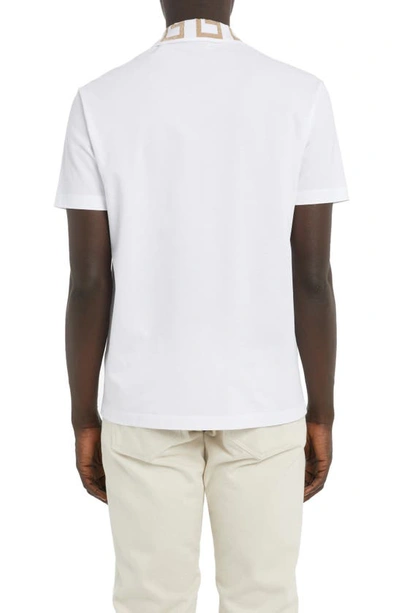 Versace Greca Short-sleeved Polo Shirt In Optical White