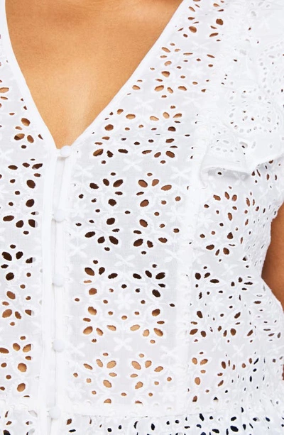 Shop Estelle Majorca Floral Eyelet Cotton Peplum Top In Milk