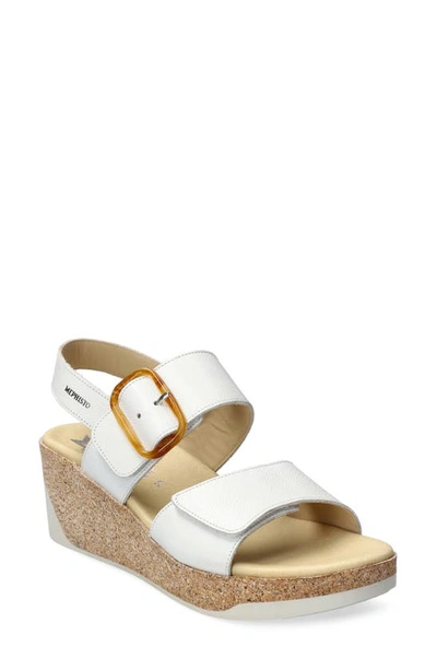 Shop Mephisto Giulia Wedge Sandal In White Empire