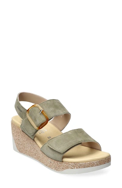 Shop Mephisto Giulia Wedge Sandal In Light Khaki