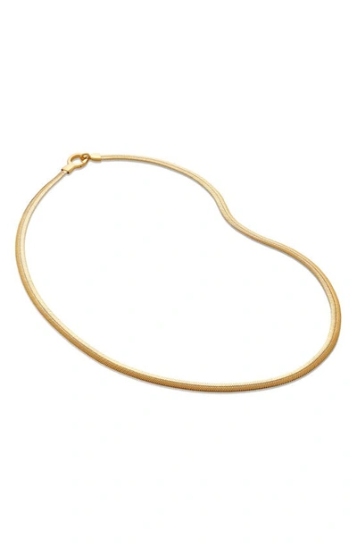 Shop Monica Vinader Wide Snake Chain Necklace In 18ct Gold Vermeil/ Ss