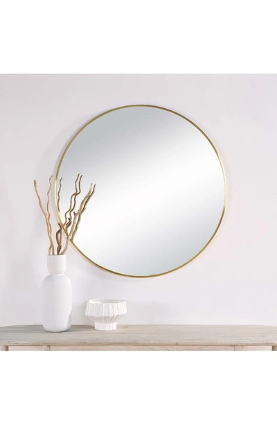 Shop Renwil Parga Round Mirror In Satin Brass