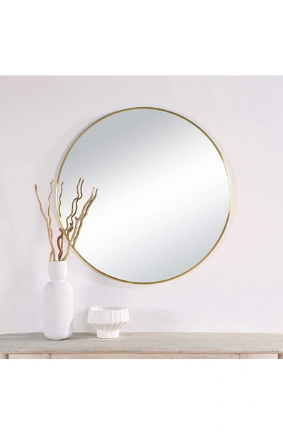 Renwil Parga Round Mirror In Satin Brass