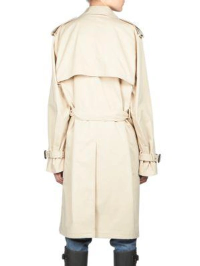 Shop Saint Laurent Double-breasted Trench Coat In Mastic