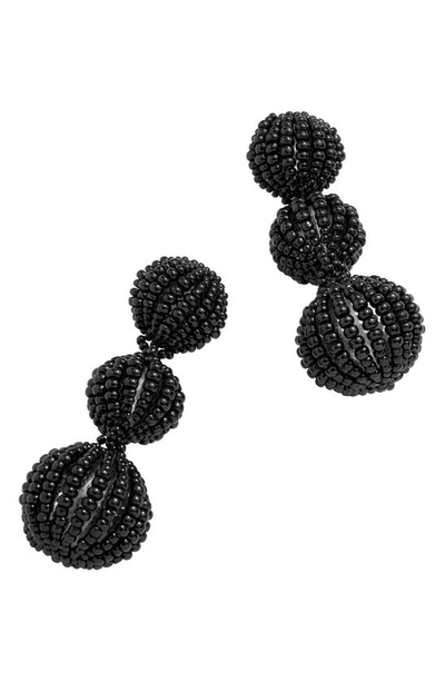 Shop Baublebar Skylar Triple Beaded Drop Earrings In Black
