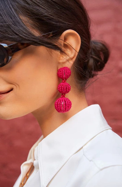 Shop Baublebar Skylar Triple Beaded Drop Earrings In Pink