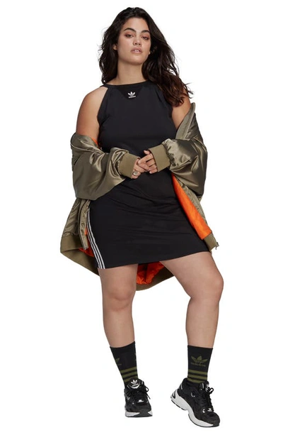 Shop Adidas Originals Lifestyle 3-stripes Body-con Tank Dress In Black