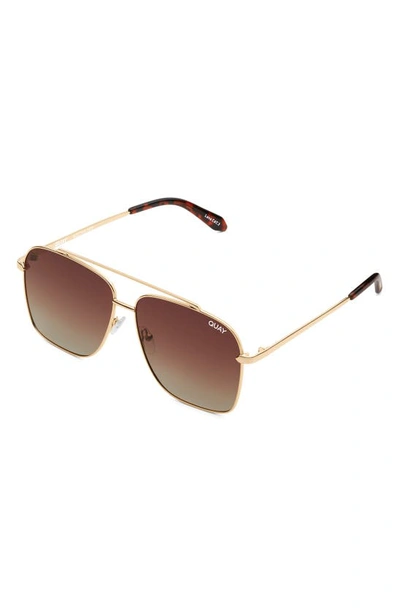 Shop Quay High Roller 62mm Polarized Aviator Sunglasses In Gold/ Brown Polarized