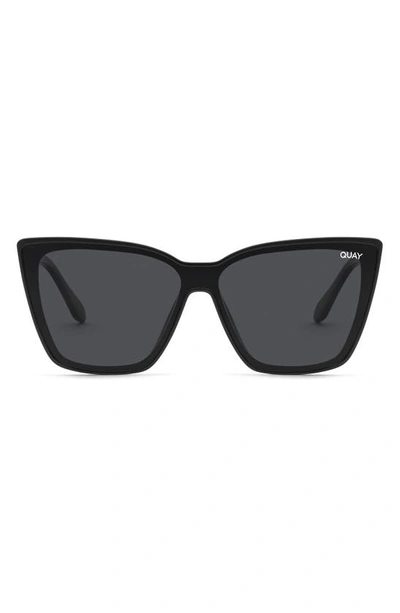 Shop Quay Confidential 51mm Polarized Cat Eye Sunglasses In Black/ Black Polarized