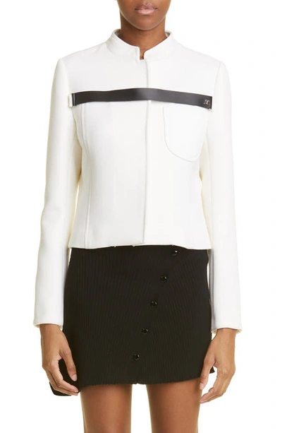 Shop Courrèges Heritage Strap Detail Wool Crepe Jacket In Heritage White