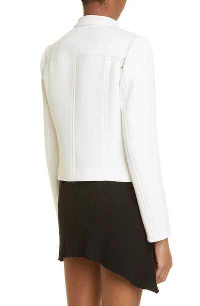 Shop Courrèges Heritage Strap Detail Wool Crepe Jacket In Heritage White
