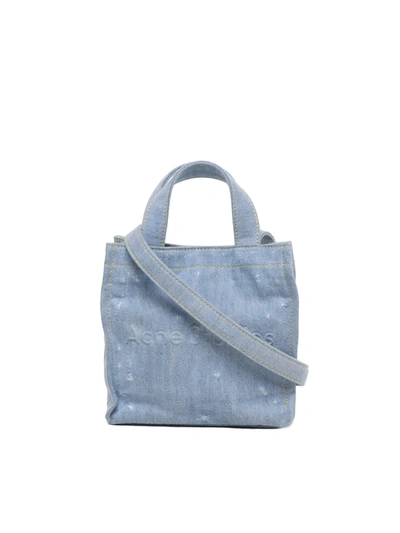 Shop Acne Studios Logo Shopper Mini Bag In Light Blue