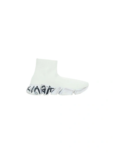 Shop Balenciaga Speed 2 Sneakers In Eggshell/wh Grf Bla