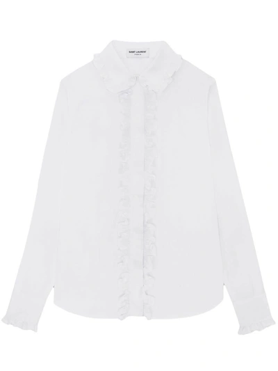 Shop Saint Laurent Ruffled Button-up Shirt In Default Title