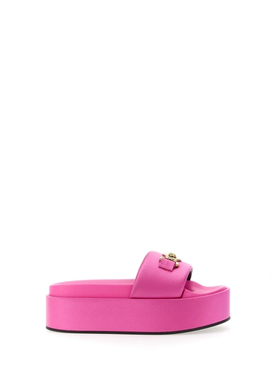 Shop Versace Biggie Medusa Platform Sandals In Rosa