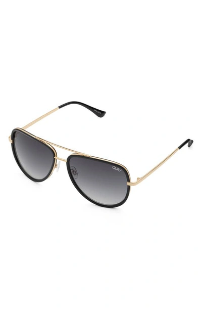 Quay All In 52mm Polarized Mini Aviator Sunglasses In Black/ Smoke Polarized
