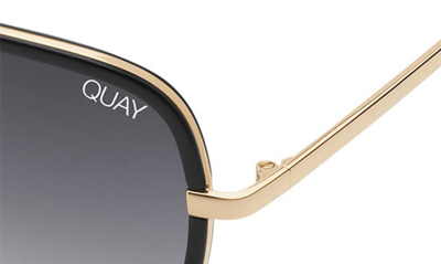 Quay All In 52mm Polarized Mini Aviator Sunglasses In Black/ Smoke Polarized