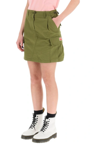 Shop Kenzo Cargo Cotton Mini Skirt