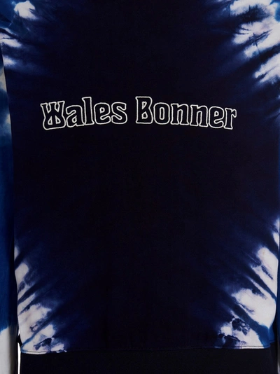 Shop Wales Bonner Logo Embroidery Tie Dye Sweatshirt Blue