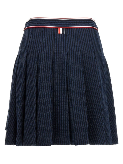 Shop Thom Browne Striped Pleated Skirt Skirts Blue