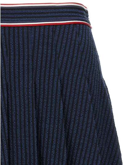 Shop Thom Browne Striped Pleated Skirt Skirts Blue