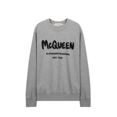 Shop Alexander Mcqueen Printed Logo Sweartshirt In Gray