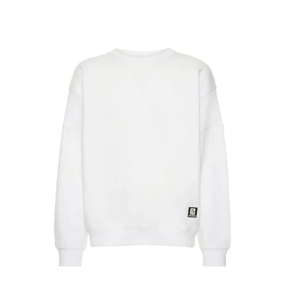 Shop Balmain Logo Sweartshirt In White