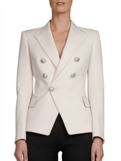 Balmain Double-breasted Wool Jacket In Pink