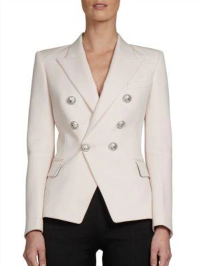 Shop Balmain Double-breasted Wool Jacket In Pink