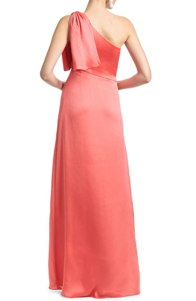 Shop Sachin & Babi One-shoulder Satin Charmeuse Gown In Coral