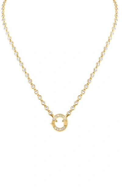 Shop Eden Presley Diamond Bezel Necklace In Yellow/white