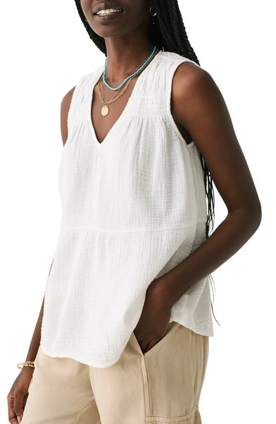 Shop Faherty Ainsley Dream Sleeveless Organic Cotton Top In White