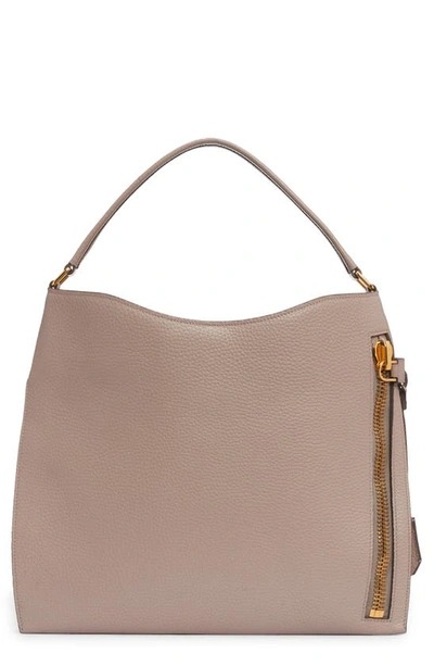 Shop Tom Ford Large Alix Flat Hobo Bag In 1g006 Silk Taupe