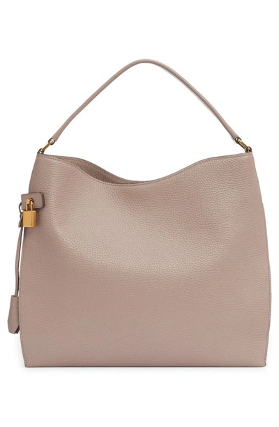 Shop Tom Ford Large Alix Flat Hobo Bag In 1g006 Silk Taupe