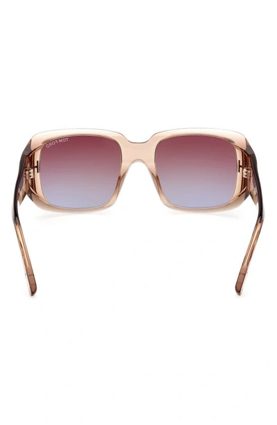 Shop Tom Ford Ryder 51mm Square Sunglasses In Shiny Champagne / Brown Blue