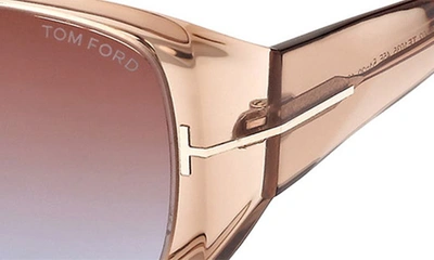 Shop Tom Ford Ryder 51mm Square Sunglasses In Shiny Champagne / Brown Blue