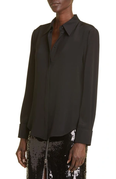Shop Brandon Maxwell The Spence Silk Button-up Blouse In Black