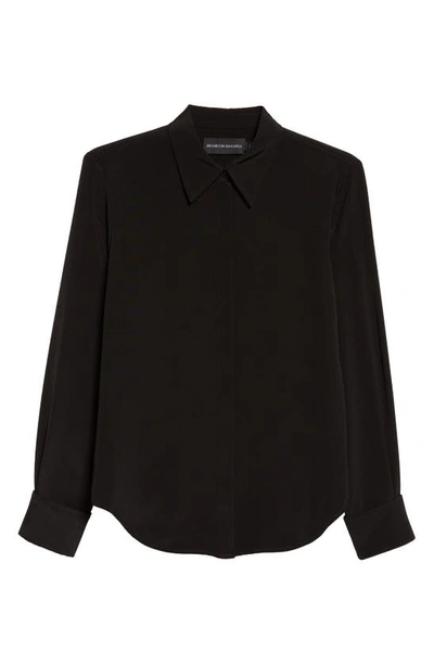 Shop Brandon Maxwell The Spence Silk Button-up Blouse In Black