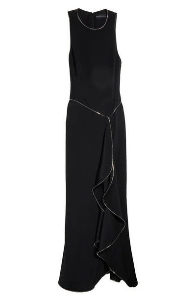 Shop Brandon Maxwell Brynn Zipper Detail Silk Ruffle Dress In Black
