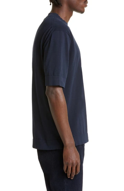 Shop Thom Sweeney Relaxed Fit Cotton Crepe T-shirt In Navy