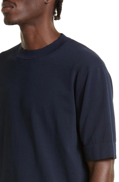 Shop Thom Sweeney Relaxed Fit Cotton Crepe T-shirt In Navy