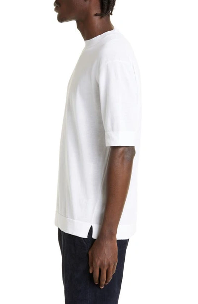 Shop Thom Sweeney Relaxed Fit Cotton Crepe T-shirt In White